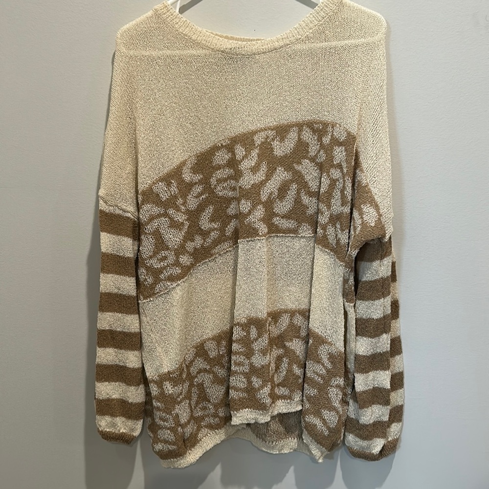 Pink lily cheeta and cream print sweater
